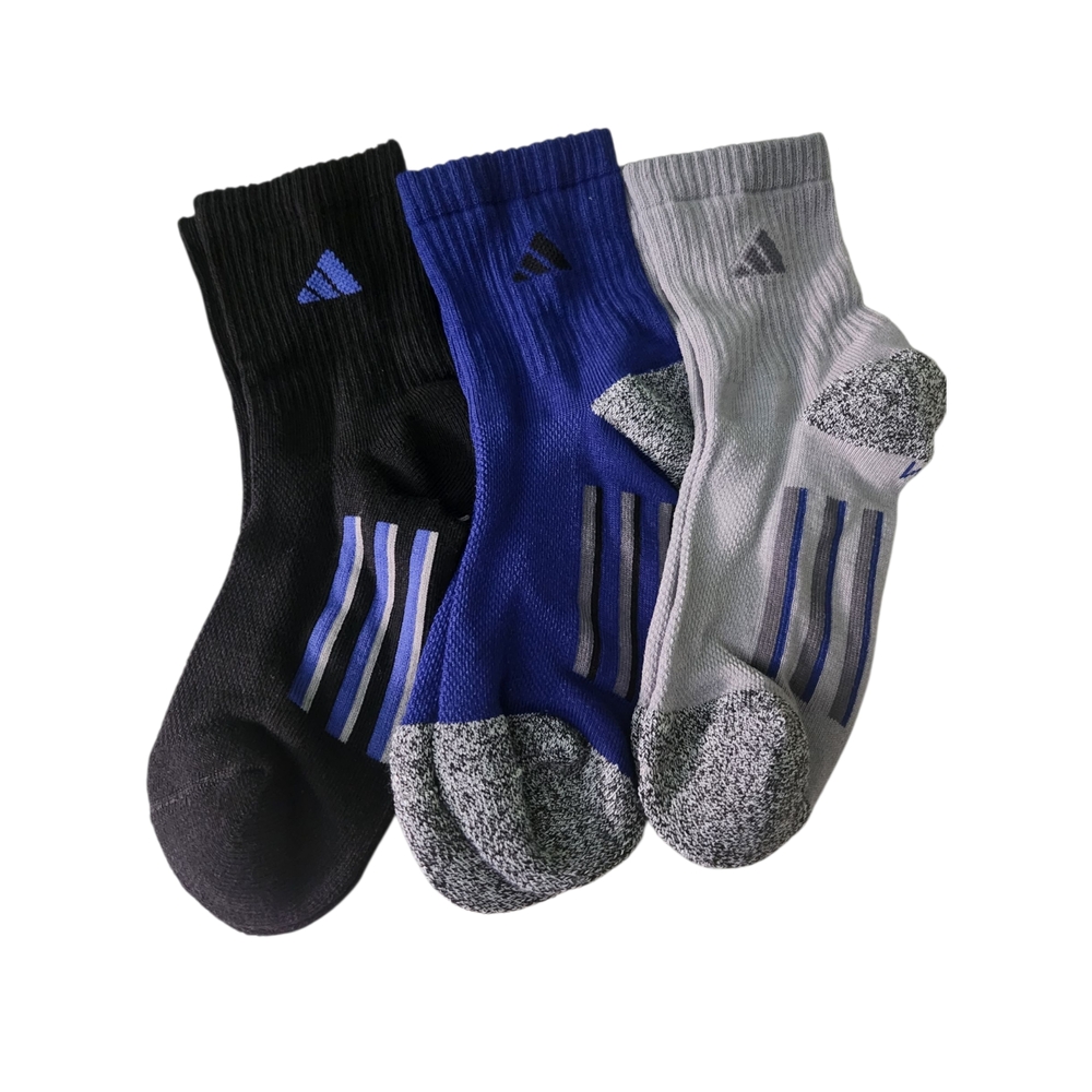 adidas Boy's Performance Crew Socks - Black, Blue, Gray NWOT